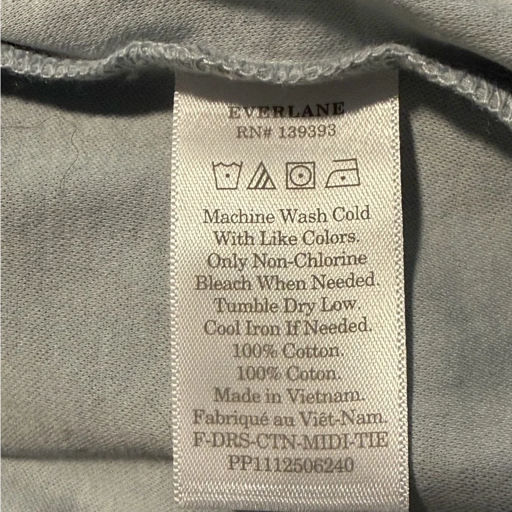 NWOT! Everlane The Luxe Cotton Tie-Front Tee Dress in Sky Slate Blue. Size Small - Picture 12 of 13